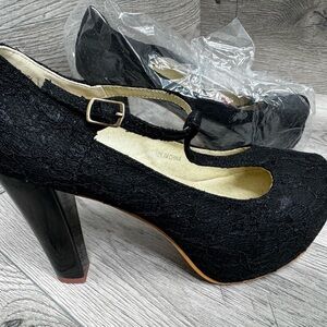 Getmorebeauty Mary Jane black platform heels shoes women’s 8.5
